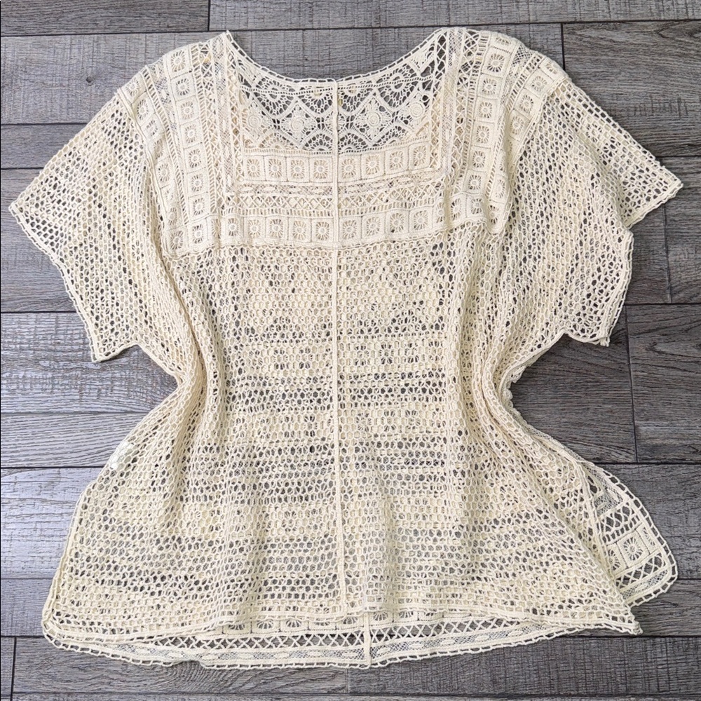 Democracy Cream Lace Fringe Blouse